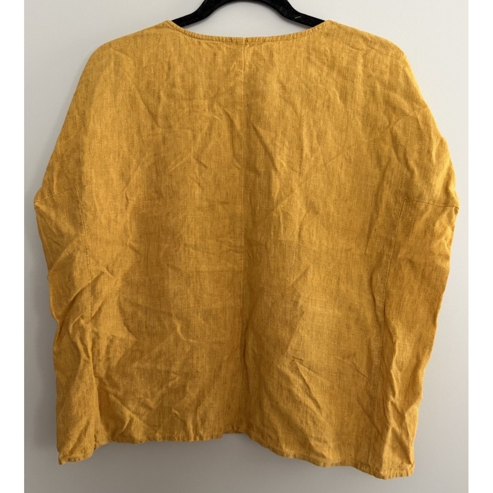 Eileen Fisher Organic Linen Square Top Mustard Yelllow Women's Size Small - Picture 2 of 10